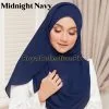 Double Loop Instant Stitched Hijab Navy Blue Color