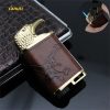 Smart Metal Leather Windproof Lighter Personality Creative Eagle Gas Lighter Turbine Straight Torch Lighter Cigarette