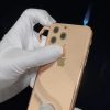 Exclusive Ala Flame Premium Refillable Iphone 12 Gold Button Shape Designer For Slim Design - Windproof - Jet Flame - Hookah Pocket Lighter (Silver & Gold)