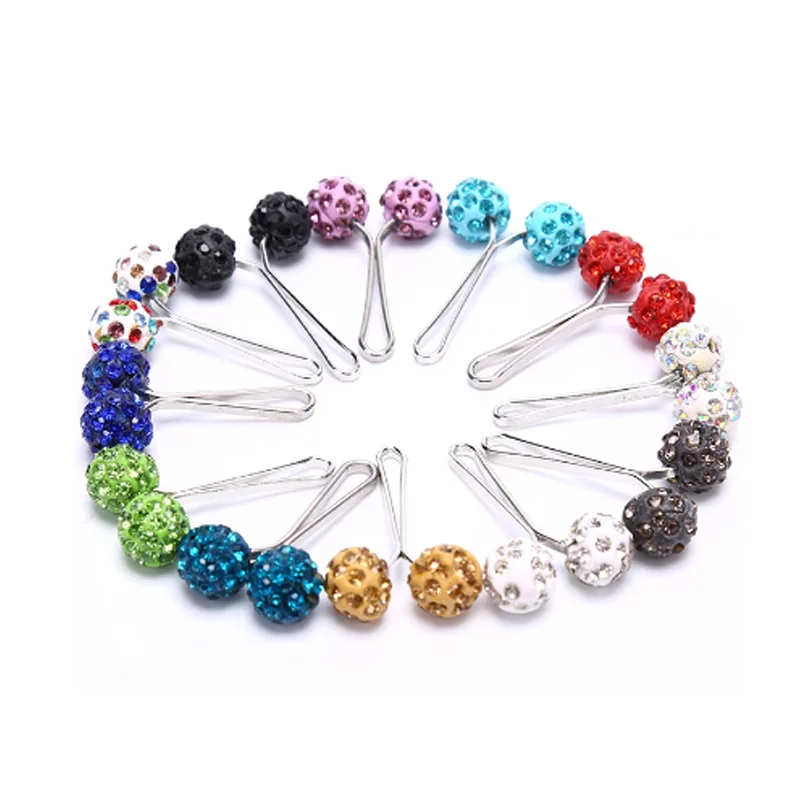 12 Pcs/Set Muslim Hijab Scarf Safety Pin Clips Rhinestone Ball Brooch Fashion Jewelry Decoration