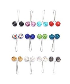 12 Pcs/Set Muslim Hijab Scarf Safety Pin Clips Rhinestone Ball Brooch Fashion Jewelry Decoration