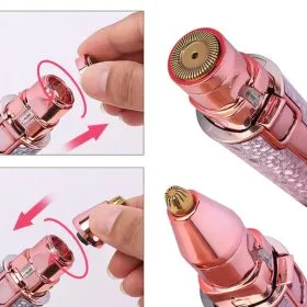 2 in 1 Facial Hair Removal Electric Epilator Eyebrow Shaver Lips Body Painless Facial Razor Built-in LED Light USB Rechargeable - Image 4